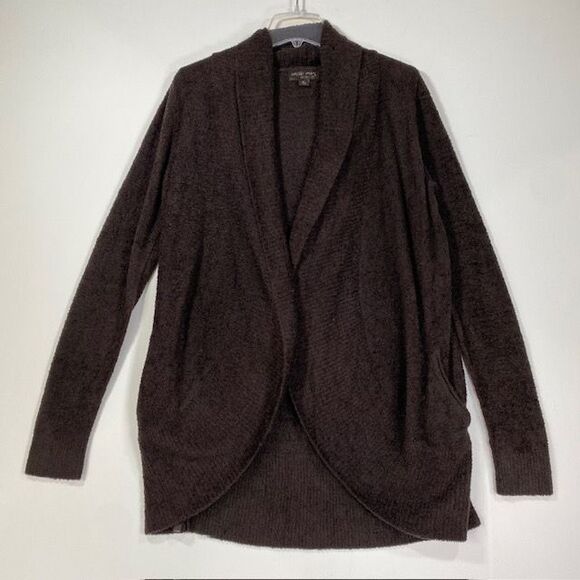 Barefoot Dreams CozyChic‎ Lite Brown Open Front Cardigan Sweater Size M - Picture 1 of 9